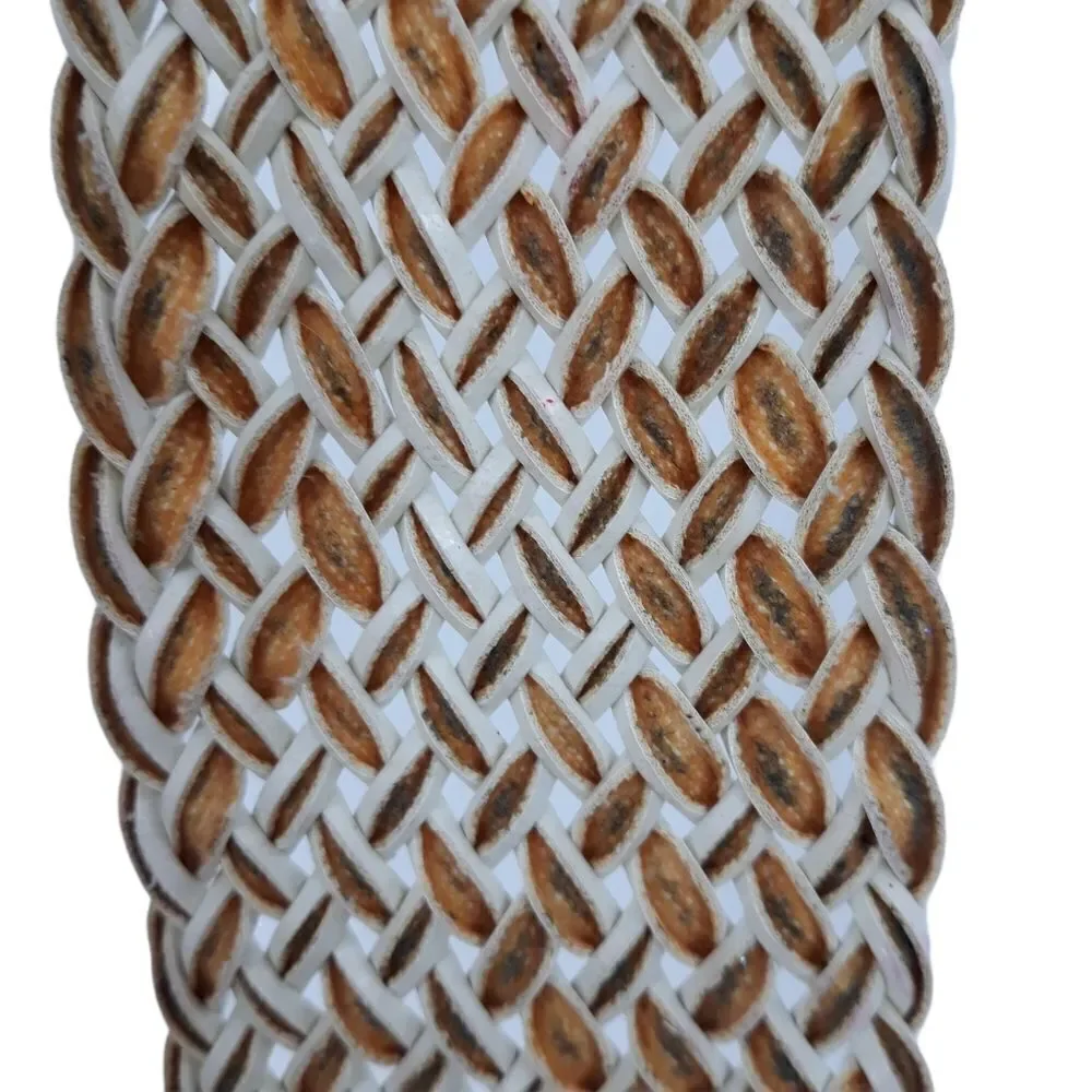 White Country‎ Braided Basket Weaved Wide O-ring Belt 2.5